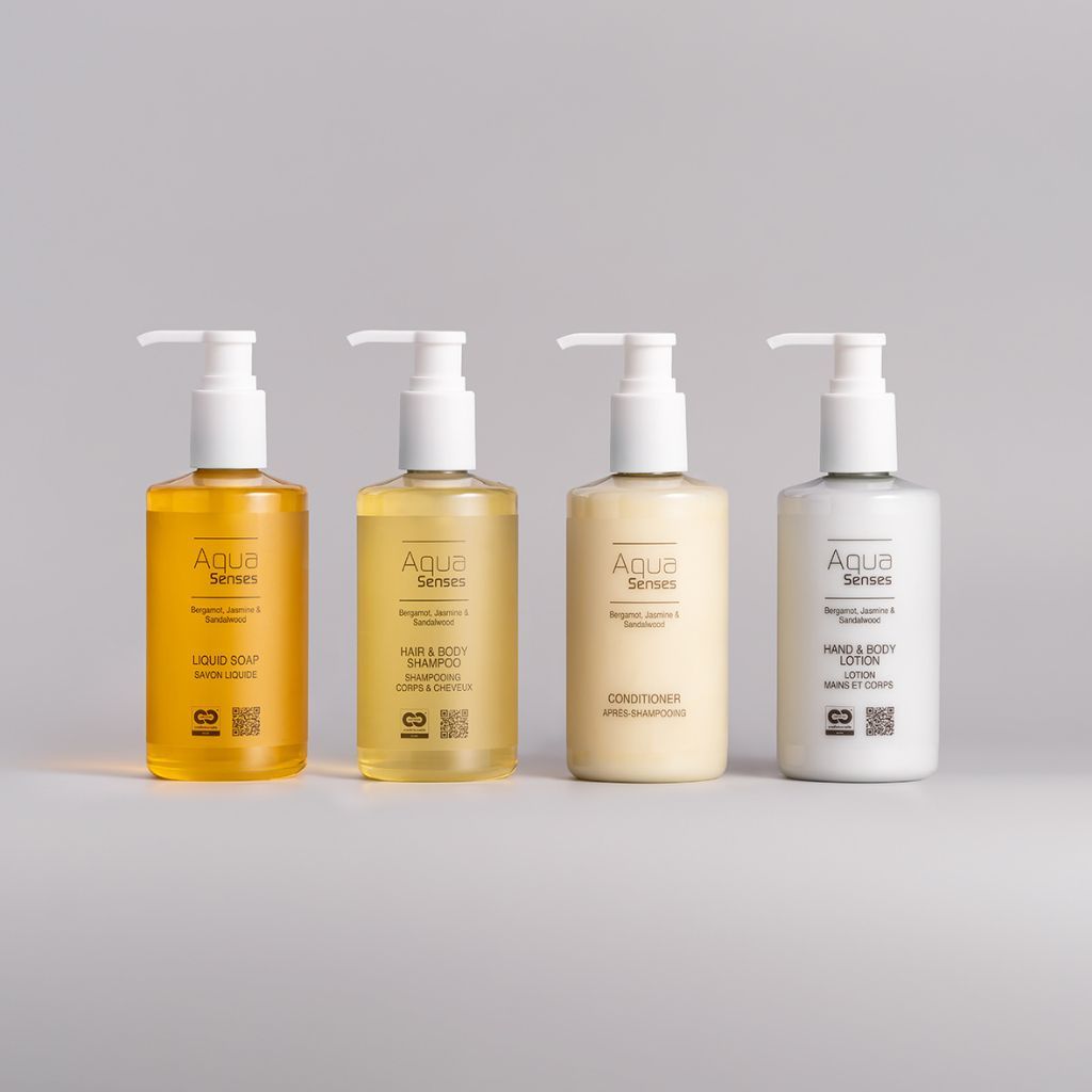 Summer Set – 4 Aqua Senses pump dispensers with bergamot, jasmine and sandalwood